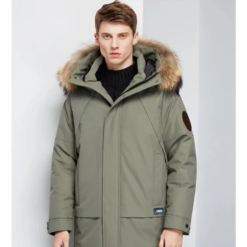 Winter 2020 new warm cotton-padded jacket fur collar  thick  jacket for men medium long  loose hooded coat