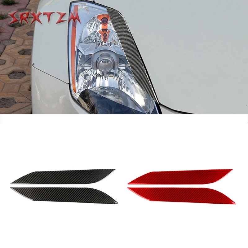 

2pcs Car Front Headlight Eyelid Eyebrow Trims For NISSAN 350Z Z33 2003-2009 Carbon Fiber Sticker