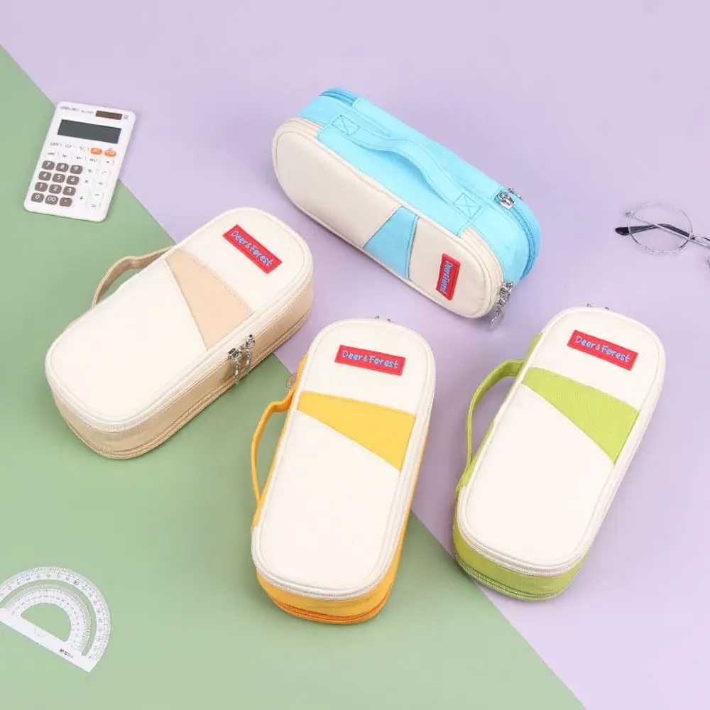 

Student Schools Supplies Large Capacity Storage Box Canvas Cosmetic Bag Stationery Storage Pen Box Pencil Case Pen Bag