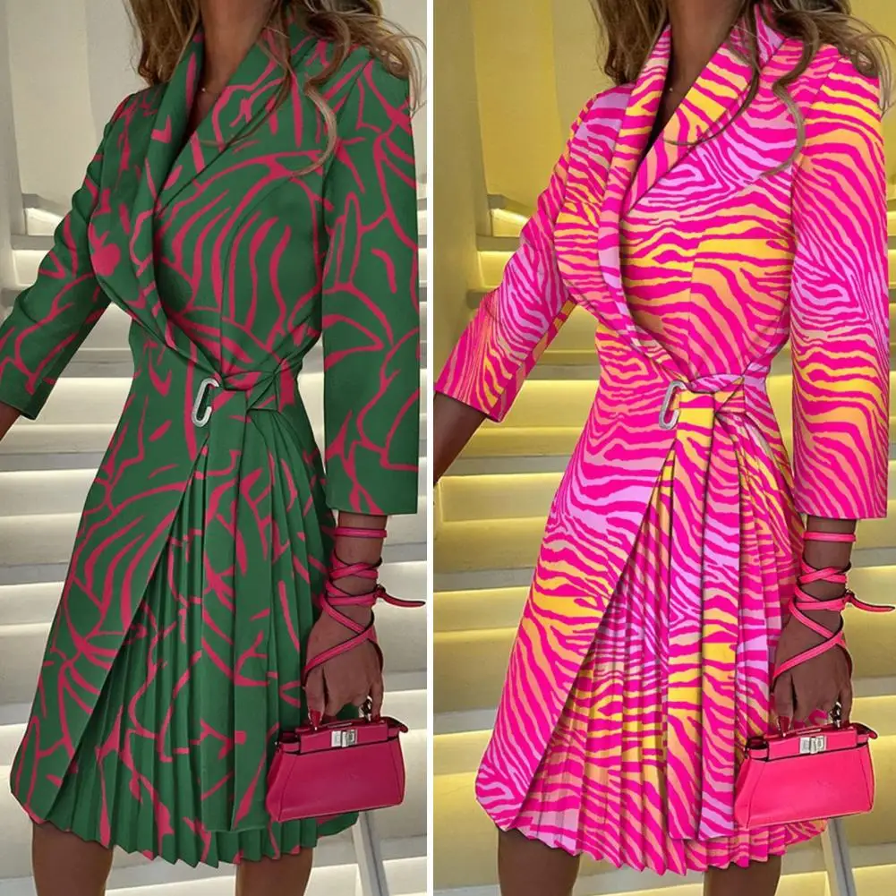 

Blazer Dress High-Waist Knee Length Office Lady Lace-up Waist Tight Slim Fit Autumn Dress A-Line Women Dress Female Clothing