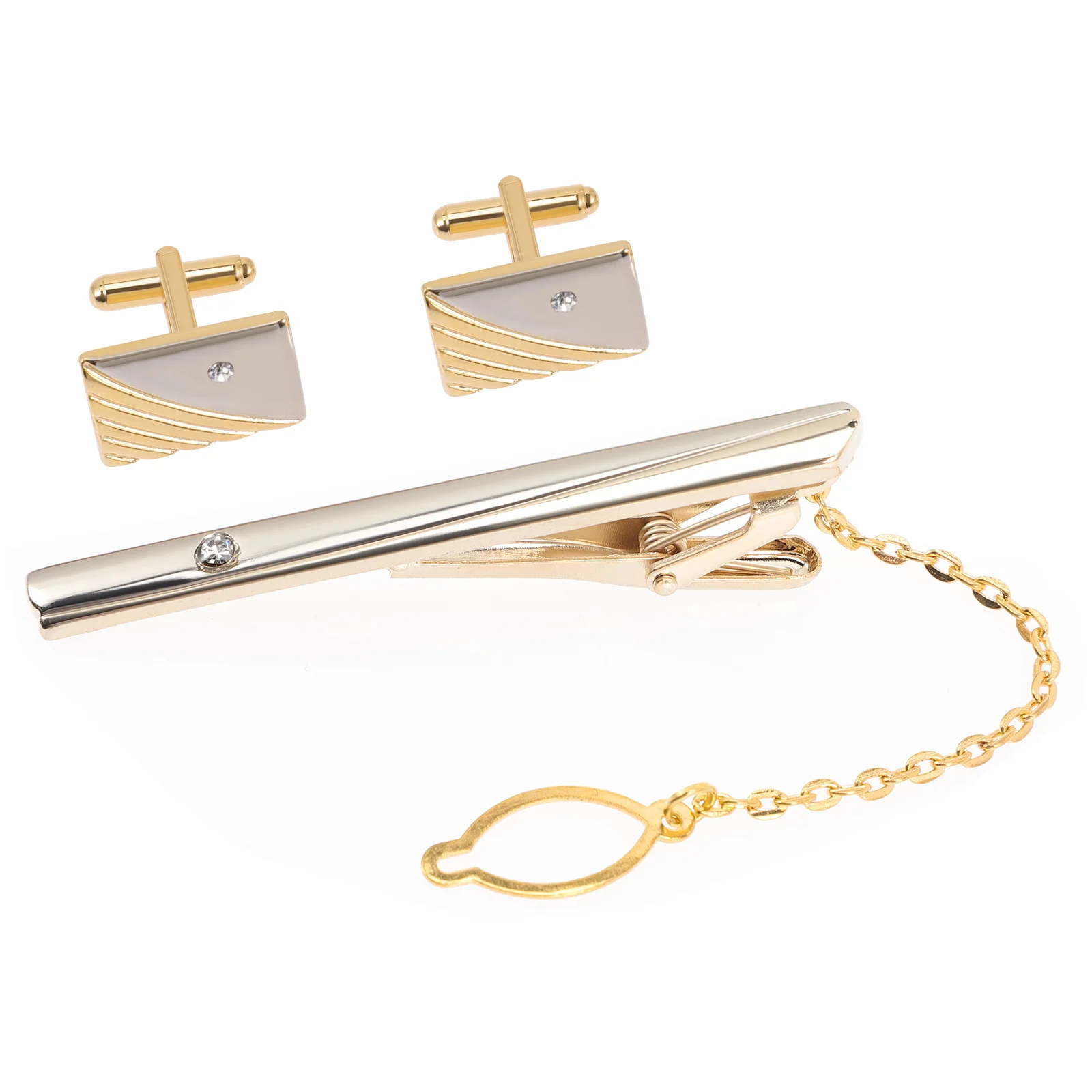 

1 Set Cuff Links Men Rhinestones Fashion Business Suit Cufflinks Tie Clip Neck Tie Clip Shirts Cufflinks