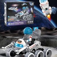 4 in 1 space exploration plane rocket car satellite model diy assembling building blocks toys science technology stem toys gift
