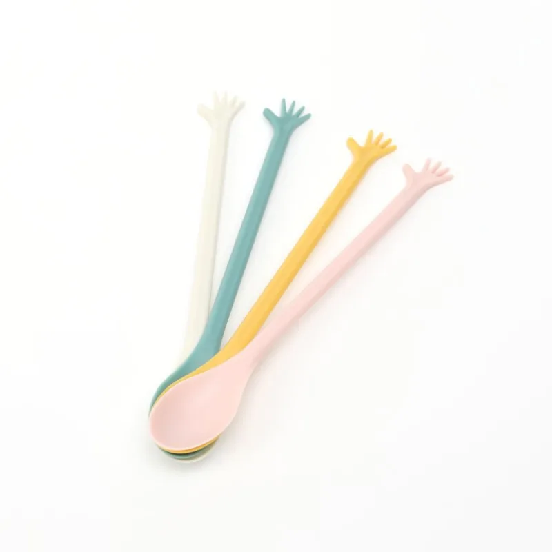 

New Plastic Long Handle Mixing Spoon Creative Hand-Shaped Tea Coffee Stirring Spoon Dessert Cake Teaspoon Kitchen Tableware