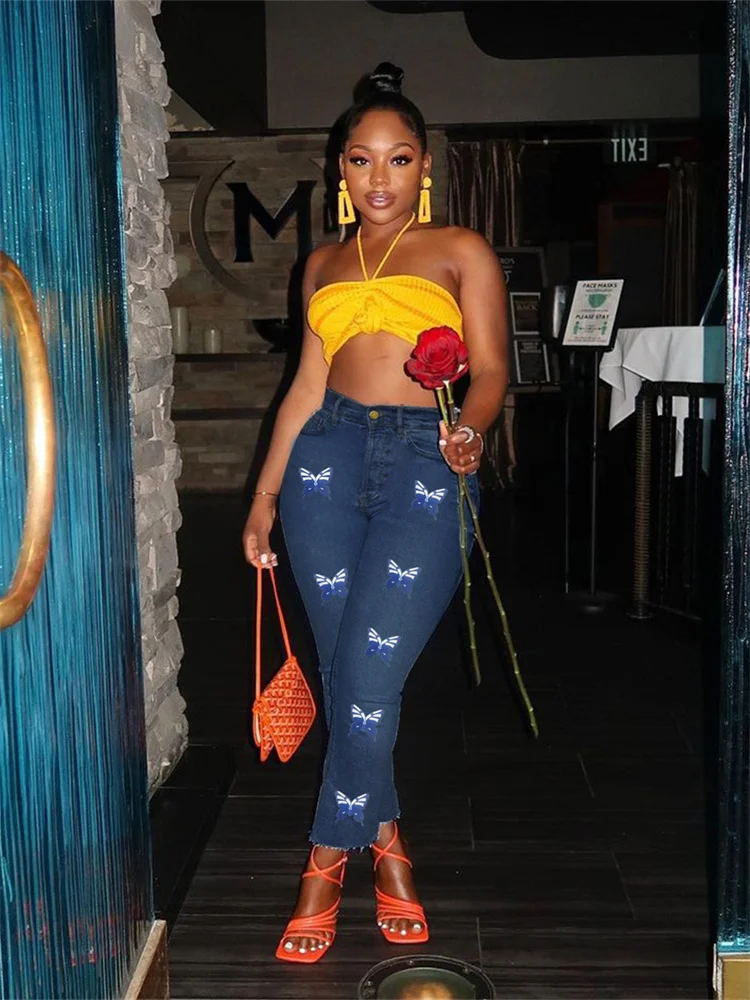 

y2k Clothes Casual Jeans Baggy Pants Women 2022 Hole High Waist Loose Denim Trousers Straight Pants Streetwear