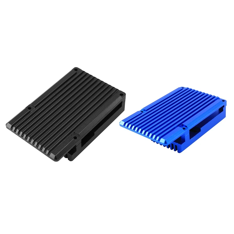 

2Set For Raspberry Pi 4 Aluminum Case With Dual Cooling Fan Metal Shell Enclosure For RPI 4 Model B,Blue & Black