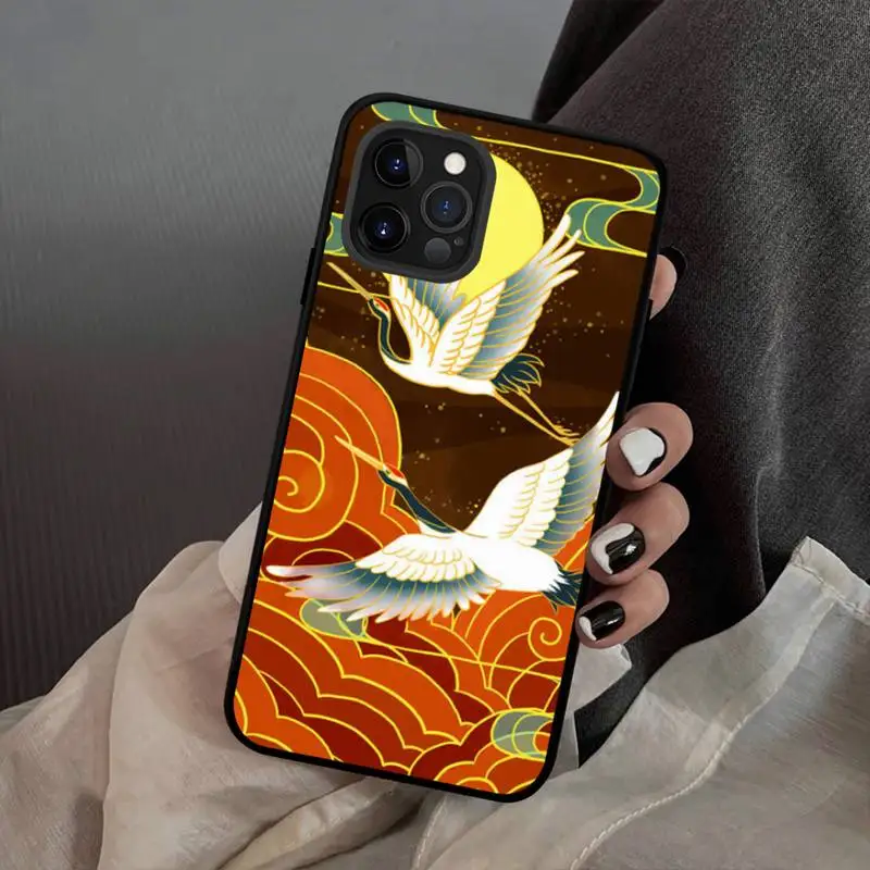 Чехол Crane в китайском стиле для телефона iPhone 13 12 mini 11 pro Xs max Xr X 8 7 6 6s Plus - купить по