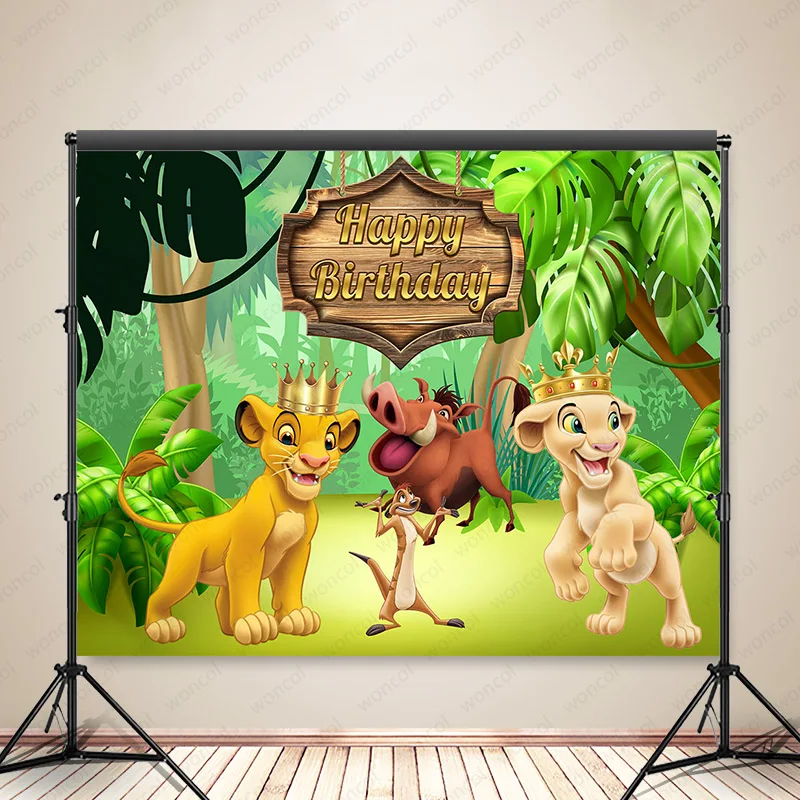 

Disney Lion King Photography Background Boy Birthday Photo Backdrop Jungle Forest Custom Decor Banner Photo Booth Backdrop