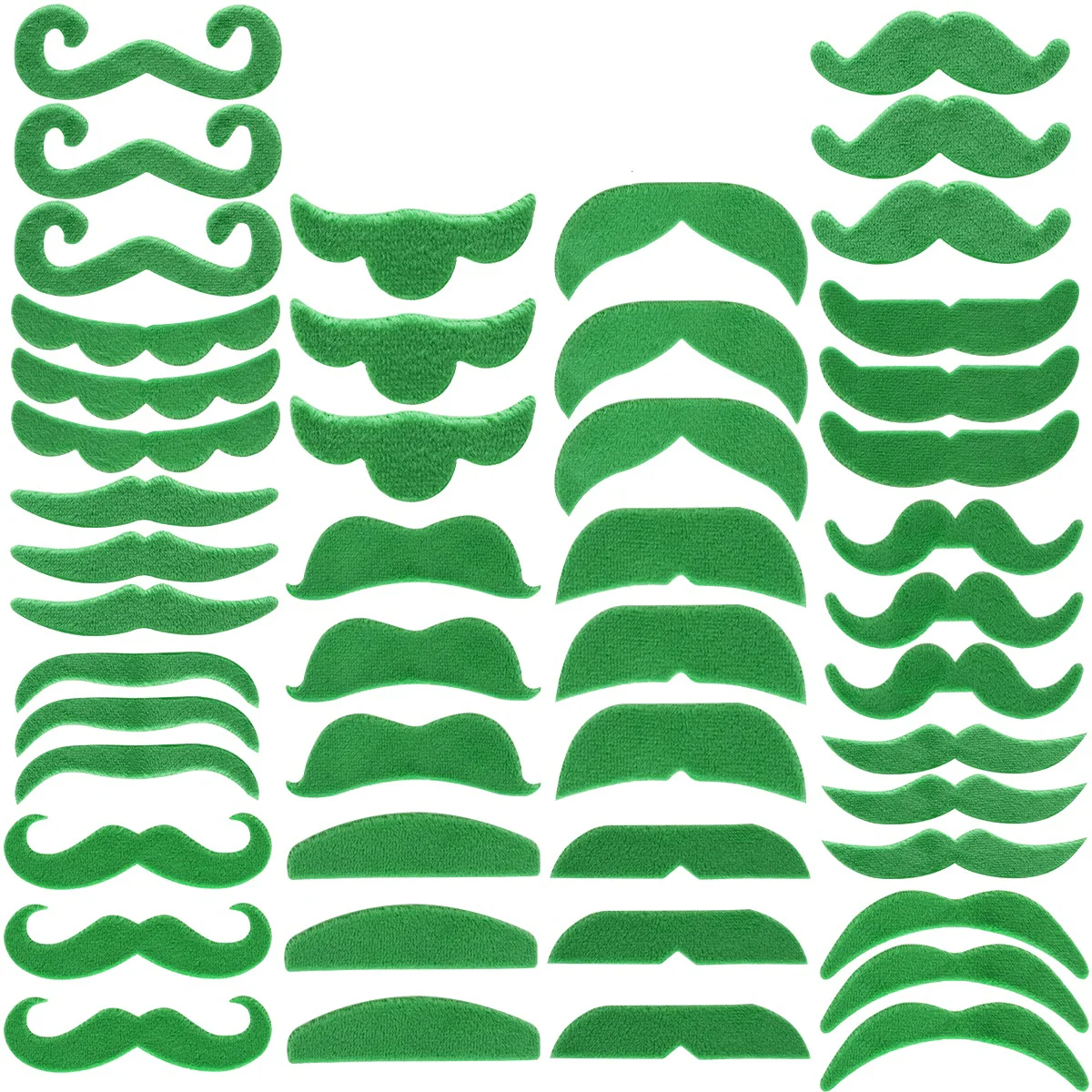 

TINKSKY 48 Pcs Self Adhesive Green Fake Mustache Plush Moustache ostume Party Face Accessory Party Prop for St Patrick's Day