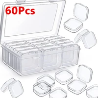 60pcs mini storage box transparent square plastic box earrings jewelry packaging storage small square box jewelry organizer