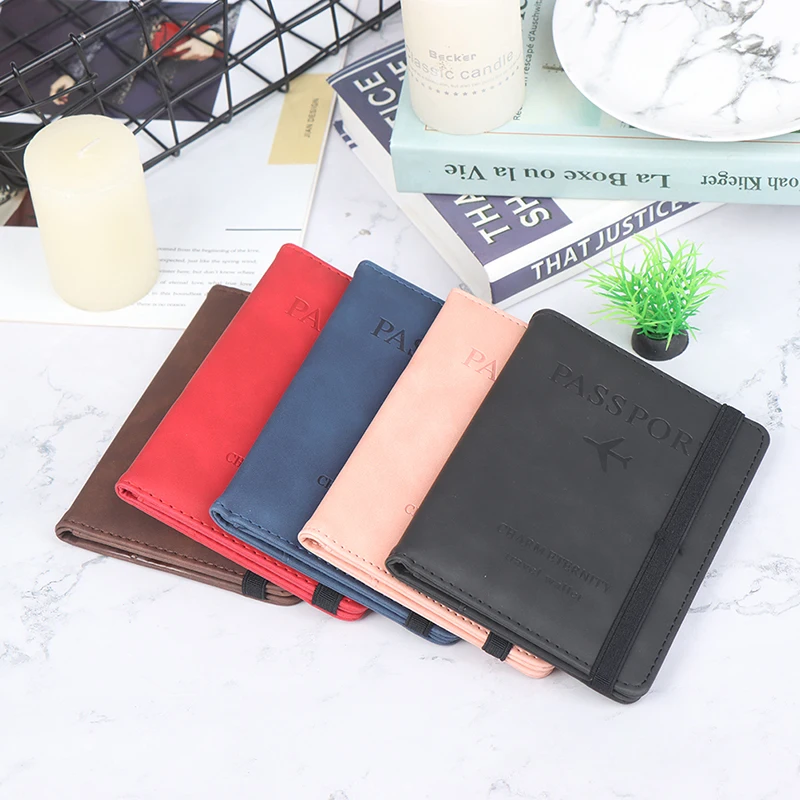 

Чехол из искусственной кожи с блокировкой RFID для карт, дорожный Держатель для паспорта, кошелек, органайзер для документов, чехол для мужчин...