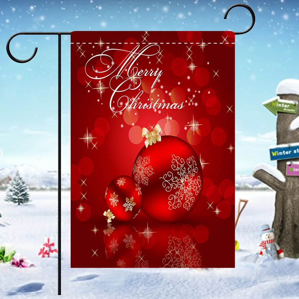 

1pc Christmas Flag Creative Decorative Double Side Banner Ornament Hanging Flag for Outdoors Garden