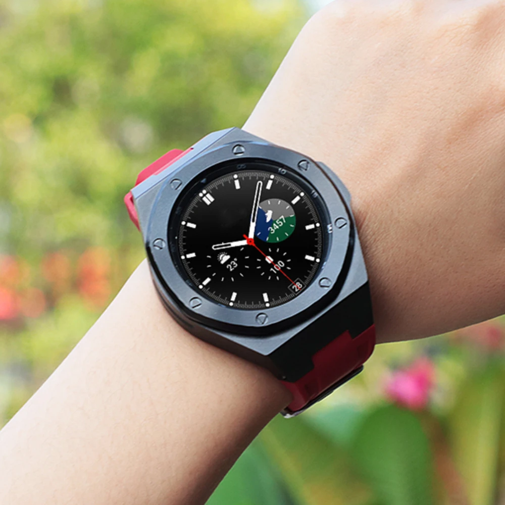 Modification Kit Strap for Samsung Galaxy Watch 4 Classic 46mm High-end Stainless Steel Case for Watch 4 Classic 46mm Wristband