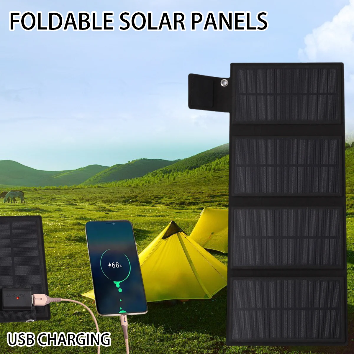 Водонепроницаемая складная солнечная панель с двумя USB-портами 18-28 Вт