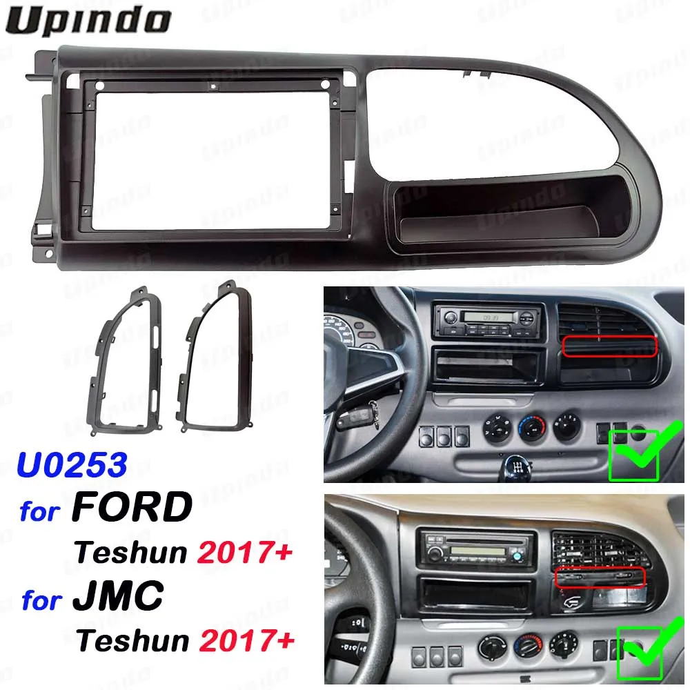 

2 Din 9 Inch Car Radio Fascia Panel Frame for Ford JMC Transit Teshun 2017+ Installation GPS Mp5 Dash ABS PC Plastic Mount Kit