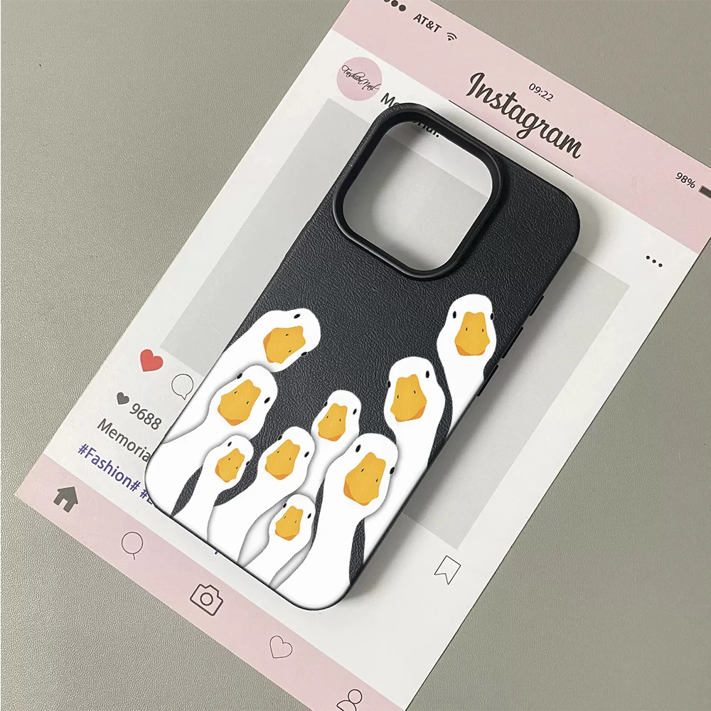 Фото Милый чехол для iPhone 11 12 13 14 15 16 17 Pro Max Plus Air с рисунком белой утки, креативный дизайн, мягкий чехол из поликарбоната №4