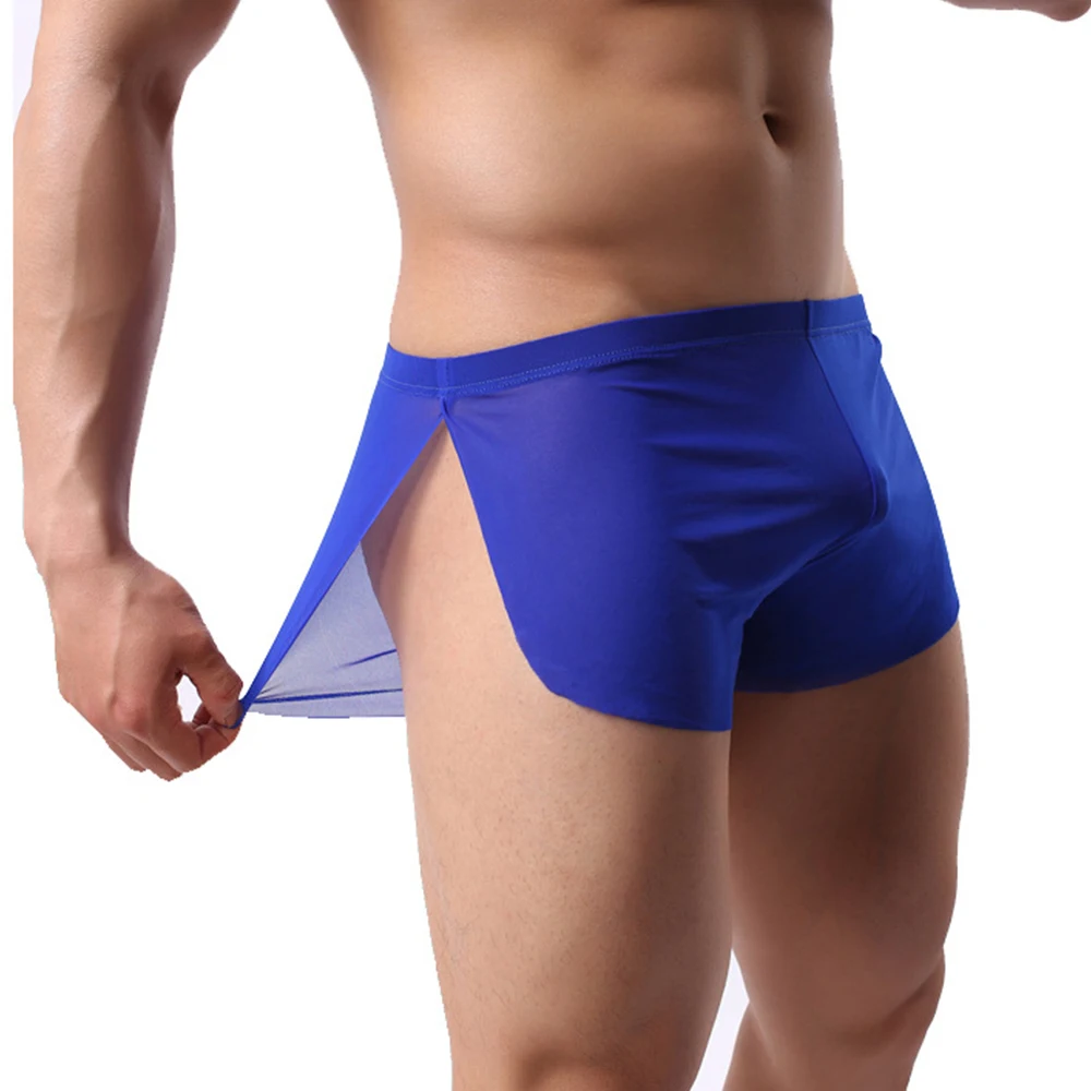 

Mens Boxers Breathable Underwear Ultra-Thin Bulge Pouch Sexy Boxer Shorts Sexy Briefs Summer Mesh Slips Homme Panties