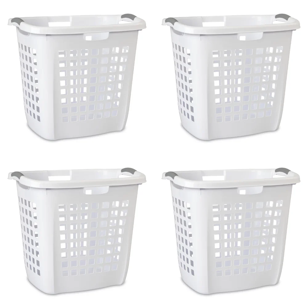 

Sterilite Ultra™ Easy Carry Plastic Laundry Hamper, White, Set of 4 laundry bag laundry organizer