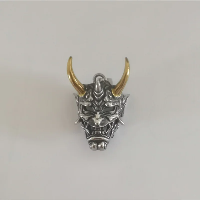 Japanese Style Devil Skull Grimace Mask Necklaces for Men Fangs Demon Mask Pendant Retro Punk Style Jewelry Gift