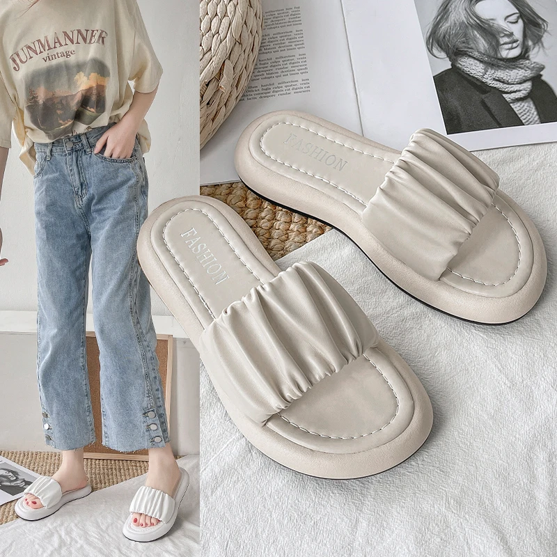 

Шлепанцы женские из экокожи, плоская подошва, низкие тапки, сланцы, Пляжная Роскошная обувь в римском стиле, базовые тапки, L, лето 2022