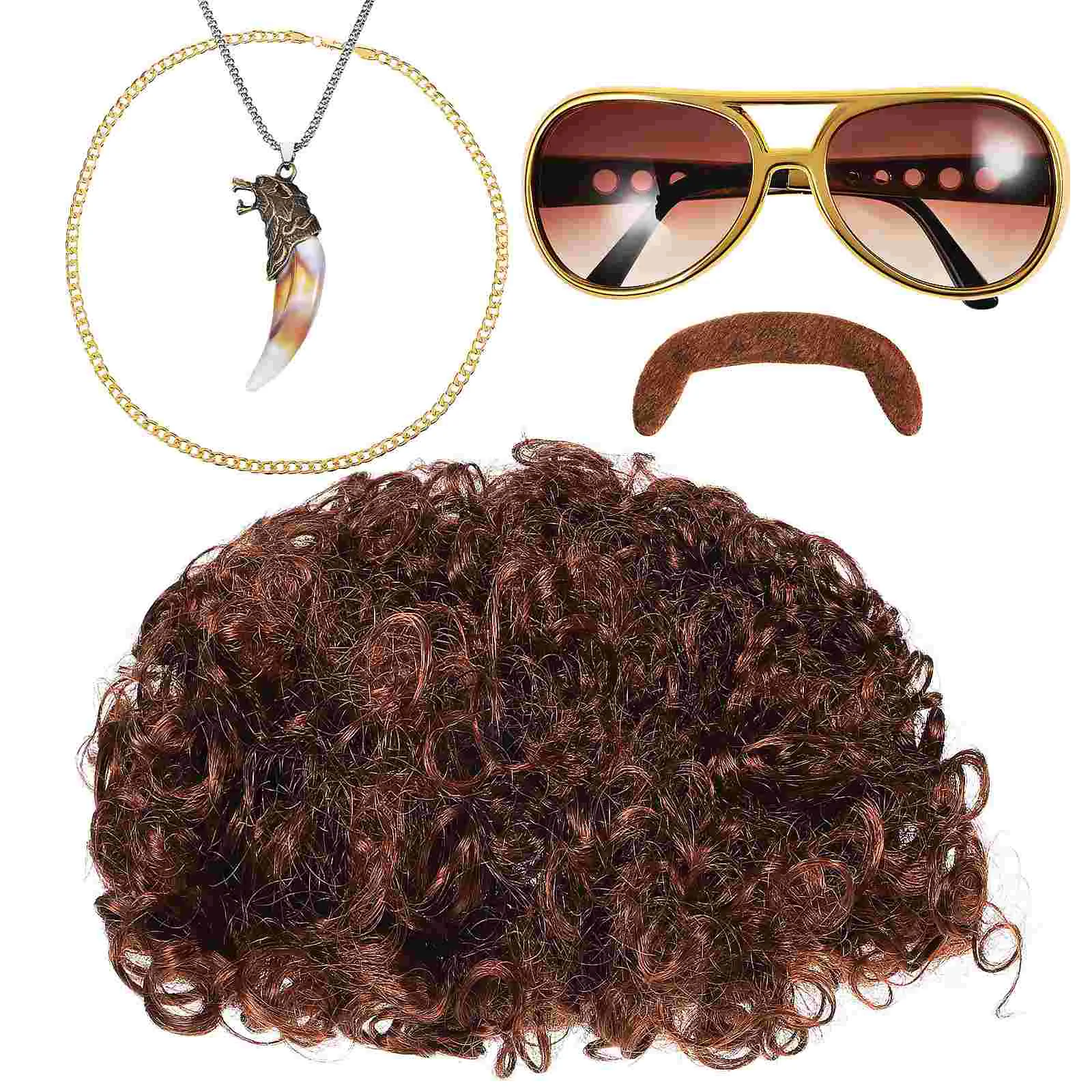 

Men Accessories 70s Fake Beard Cosplay Prop Disco Wigs Party Decorations Cloth Costume Man