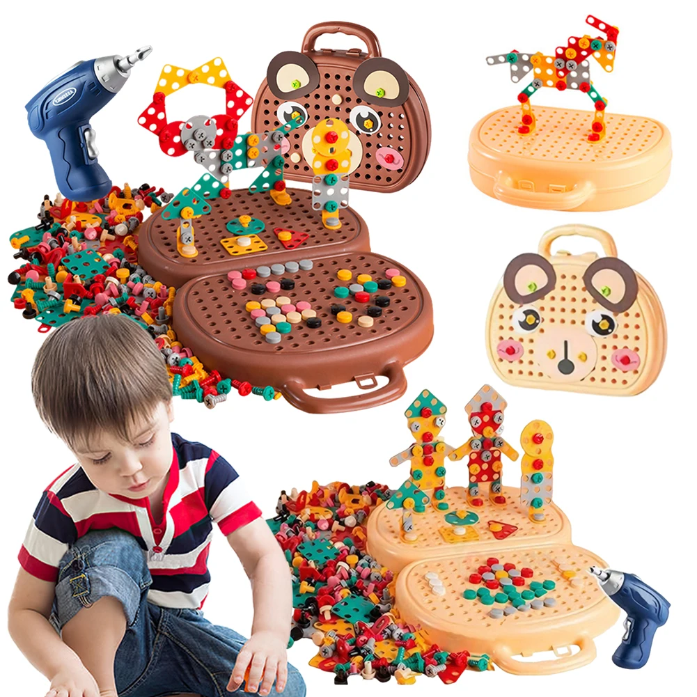 Игрушка Монтессори-головоломка Креативная Мозаика Электрическая Дрель