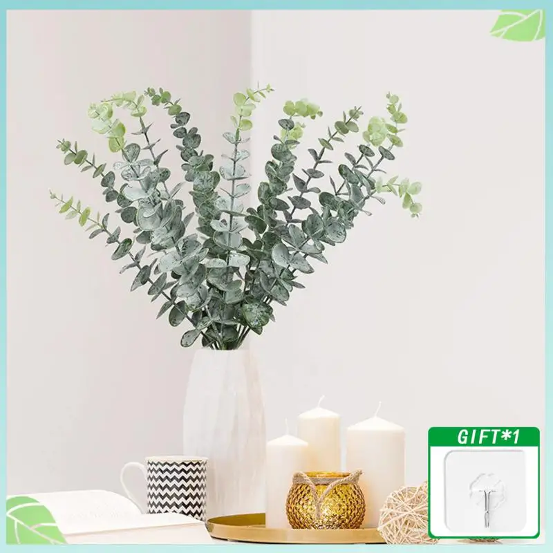 

5 Pcs Artificial Eucalyptus Leaves Green Fake Plant Branches for Wedding Party Outdoor Home Garden Table Decoration Wreath