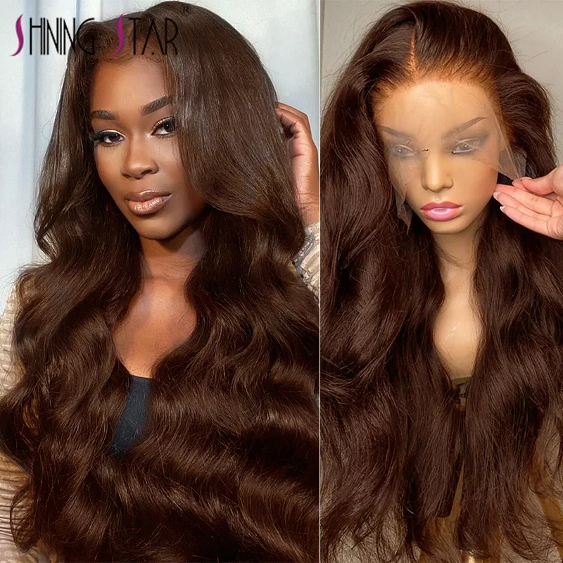 Brown Colored Lace Front Human Hair Wigs Body Wave 13x4x4 Lace Frontal Wig Remy Brazilian Ginger Brown Lace Front Wigs For Women