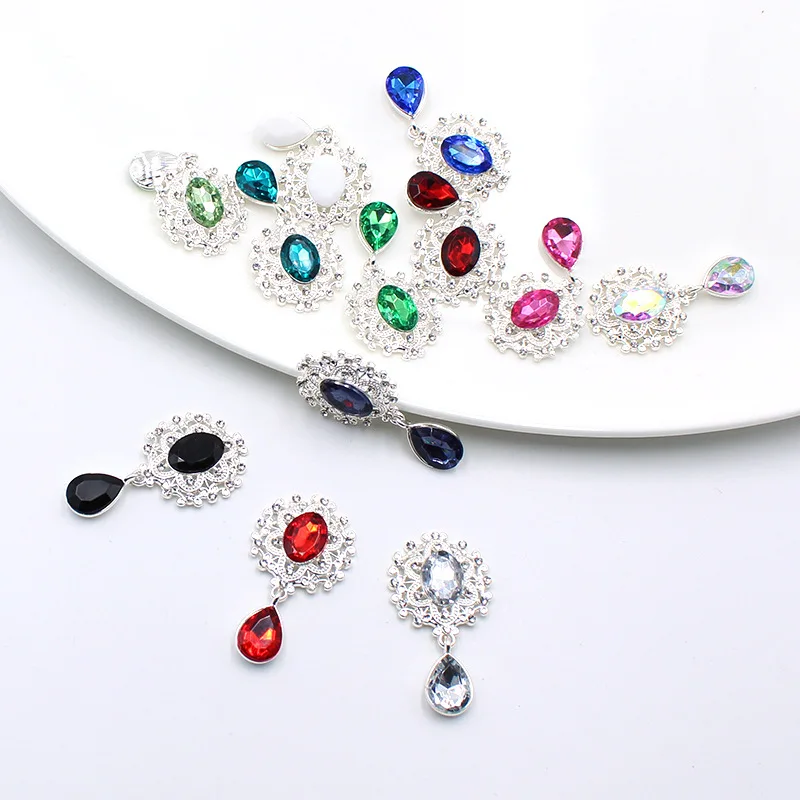 10Pcs/set Ndelicate Shining Brooch 45*25Mm Crystal Accessories Fashion Gorgeous Wedding Holiday Decoration Jewelry Gift for Her