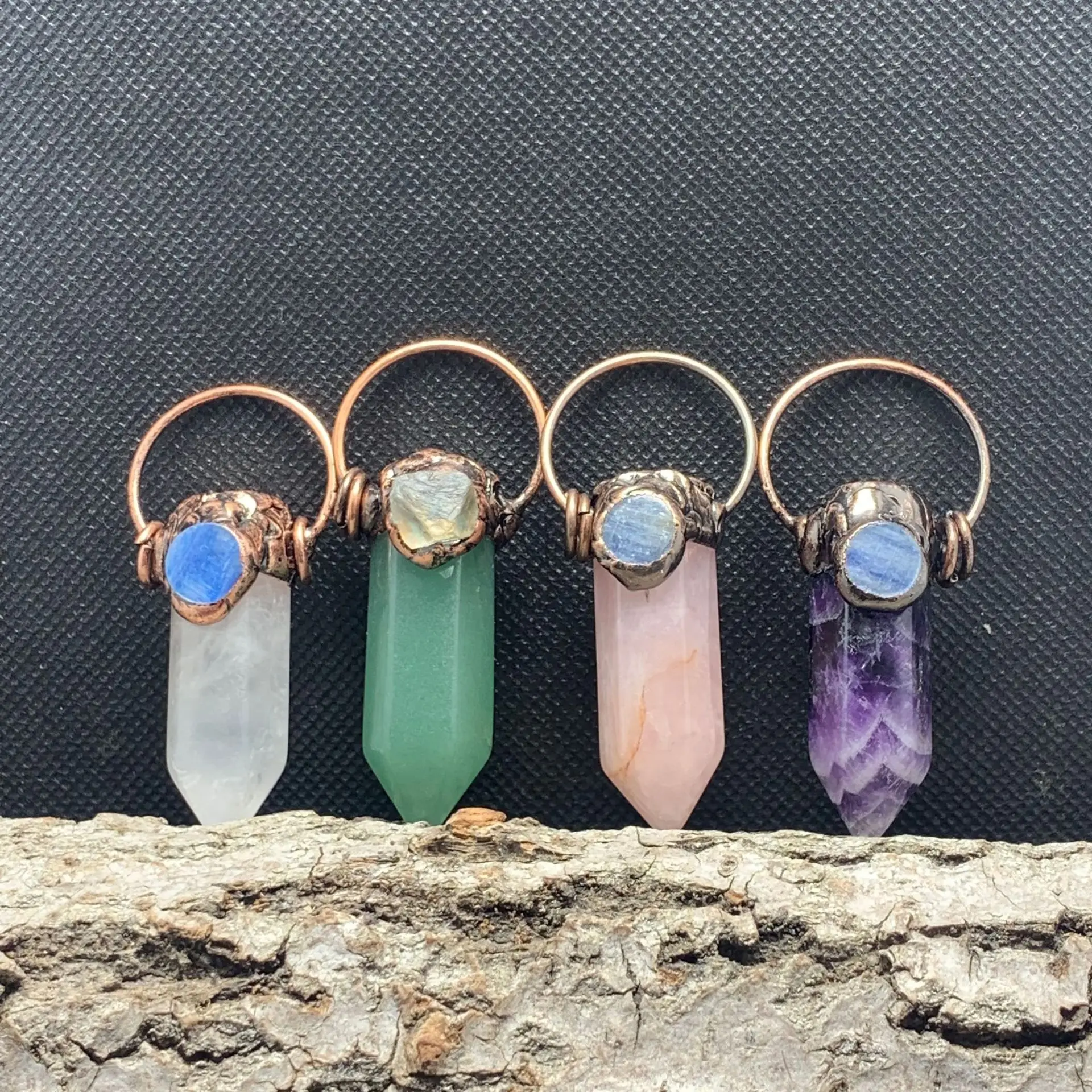 

1pcs Natural Stone Vintage Pendants Healing Crystal Antique Bronze Necklace Rose Quartz Amethysts Charms for DIY Jewelry Making