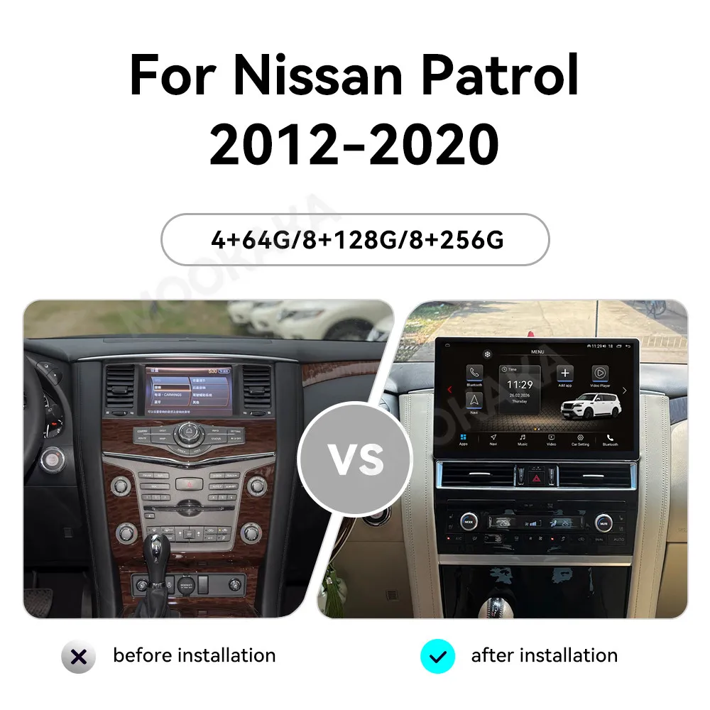 Фото 14,6-дюймовая автомобильная магнитола для Nissan Patrol Y62 2012-2020, Android Auto, мультимедийный плеер, панель управления климат-контролем, DSP, Carplay, навигация GPS №3