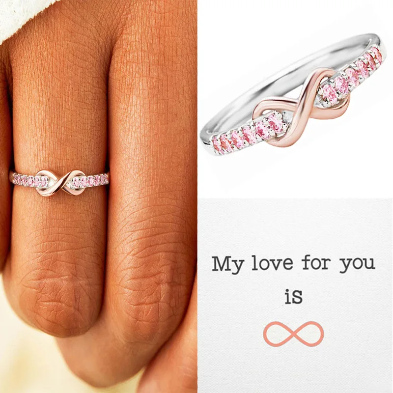 

To My Daughter Forever Infinity Ring with Card Forever Linked Together Knot Ring Birthday Gift Pink Velvet Box VALENTINE'S JEWEL