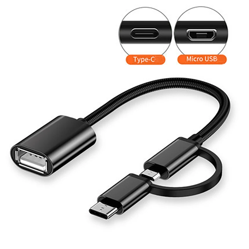 

2 in 1 OTG Adapter Cable USB 3.0 to Micro USB-C Type C Data Sync Adaptor for Samsung Xiaomi Mi 9 Huawei MateBook UDisk Tablet PC