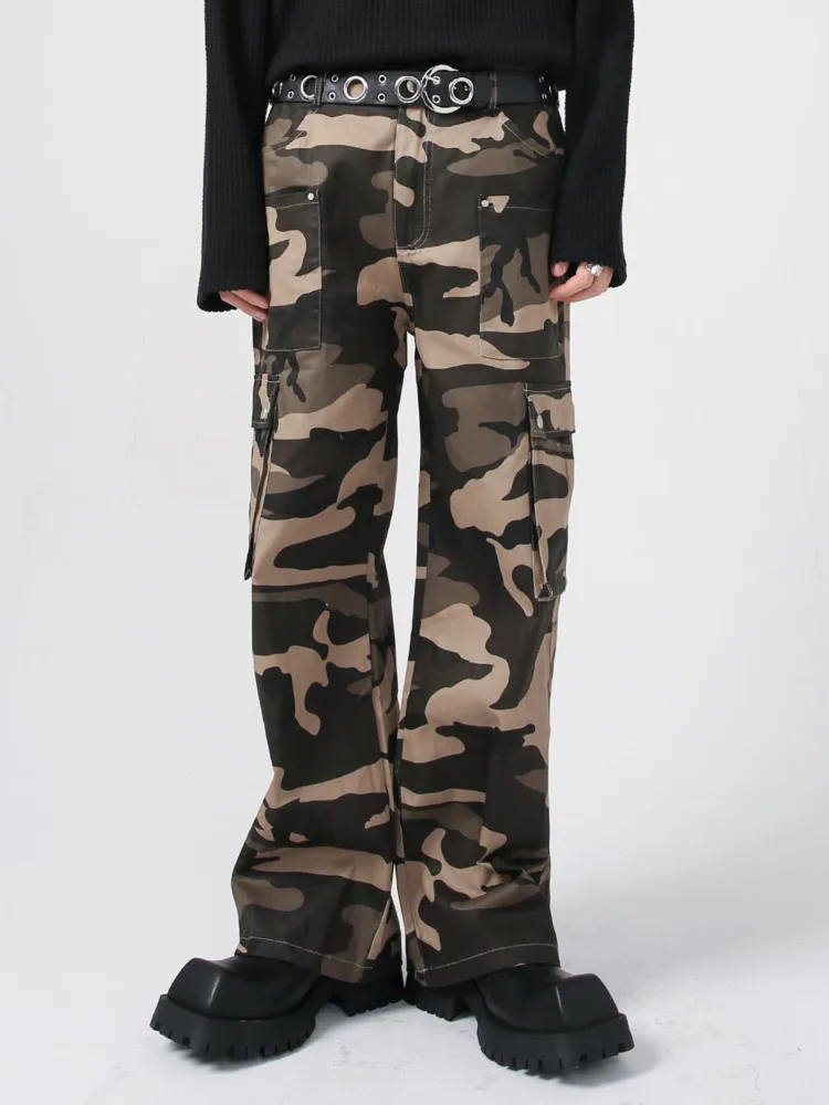 

SYUHGFA New Fashion Men's Loose Camouflage Cargo Pants 2023 Spring Autumn Korean Streetwear Tide Straight Trousers