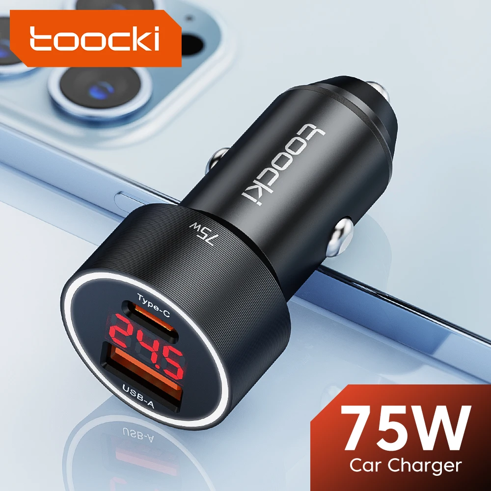 Toocki LED Display 75W USB C Charger QC4.0 PD3.0 Fast Charging Type C Car Charger For iPhone Samsung Xiaomi Huawei Phone Charger enlarge