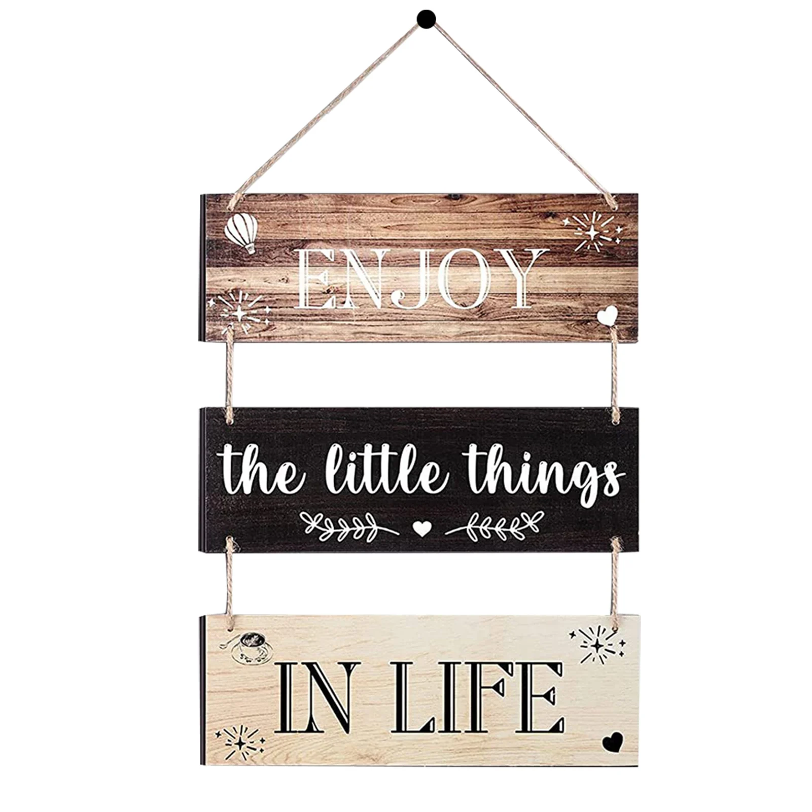 

Enjoy The Little Things In Life Living Room Family Saying Home Hanging Sign Wall Art Farmhouse Wooden Bedroom Quote Rustic Board