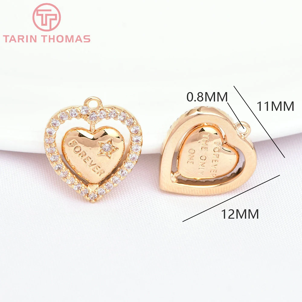 Латунная фурнитура с цирконом цвет золото 24 К 11 х12 мм 2 шт.