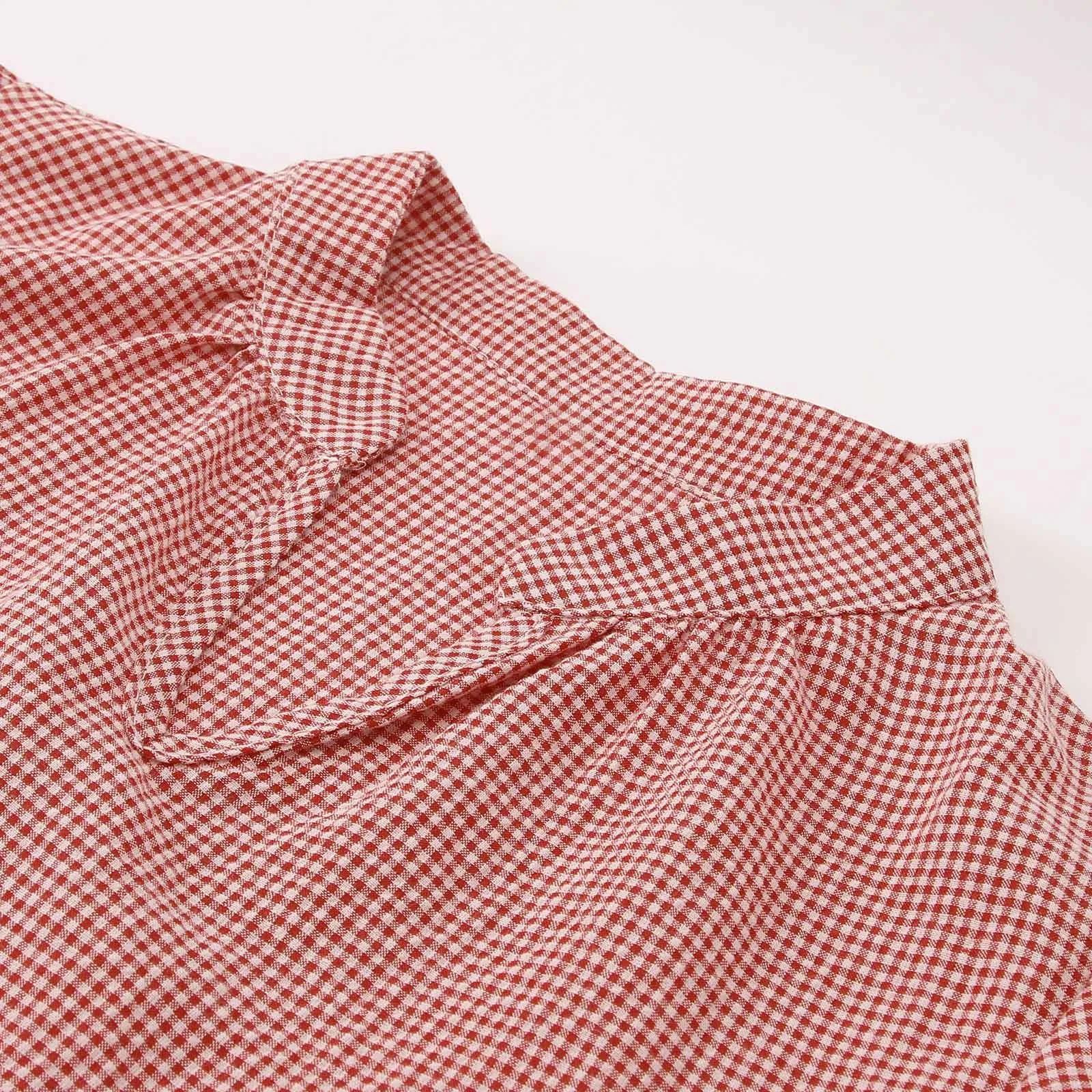 Женское винтажное платье с рукавом-фонариком летнее клетчатое до середины икры