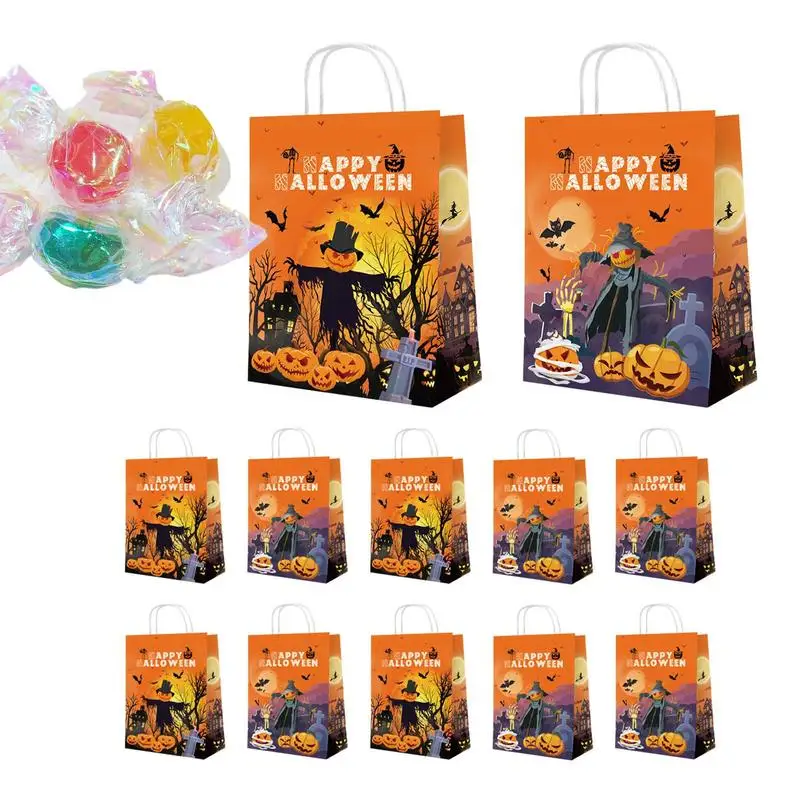 

Halloween Paper Bags 12PCS Ghost Pumpkin Orange Biscuit Candy Gift Bags For Kids Halloween Party Decorations Supplies