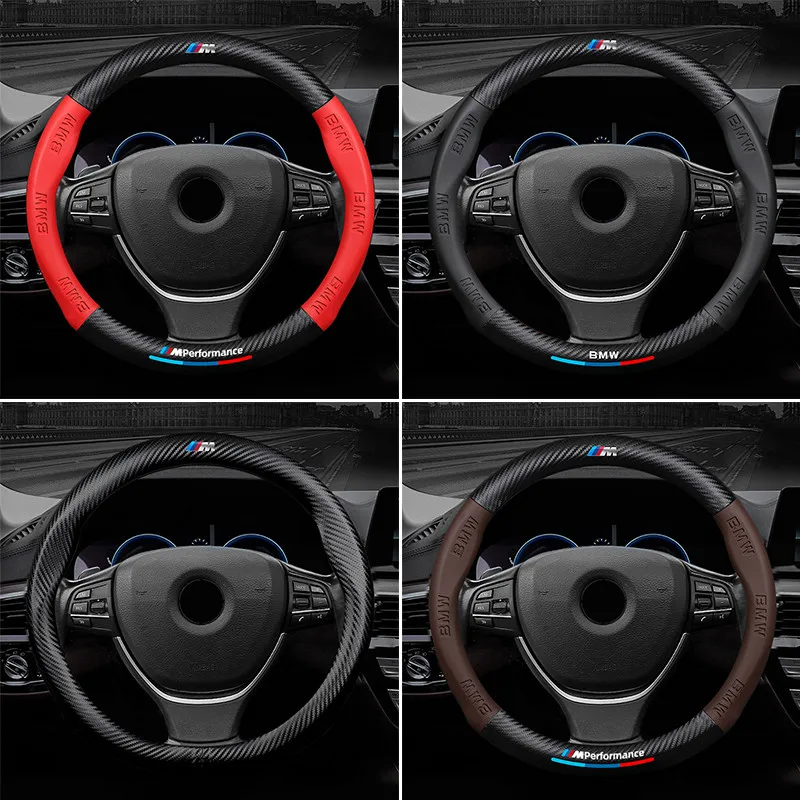 

New Carbon Fiber Leather Car Steering Wheel Cover for BMW E46 X3 X5 X6 F30 F34 F10 F20 G20 G30 G01 G02 G05 F15 F16 3 5 7 Series