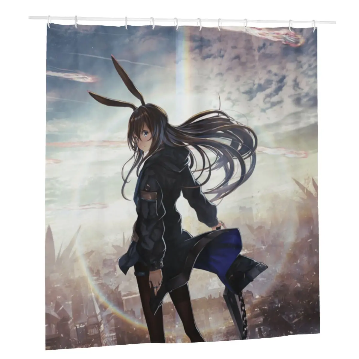 

Arknights Anime Shower Curtain Bath Printing Polyester Waterproof Bath Curtain Amiya Novelty Blackout Screen Door Curtains