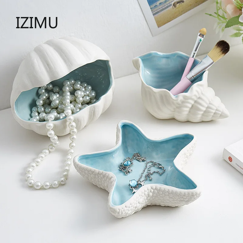 

Ceramic Jewelry Storage Tray Light Luxury Earrings Ring Bracelet Jewelry Cute Accessories Display Tray Bedside Tray