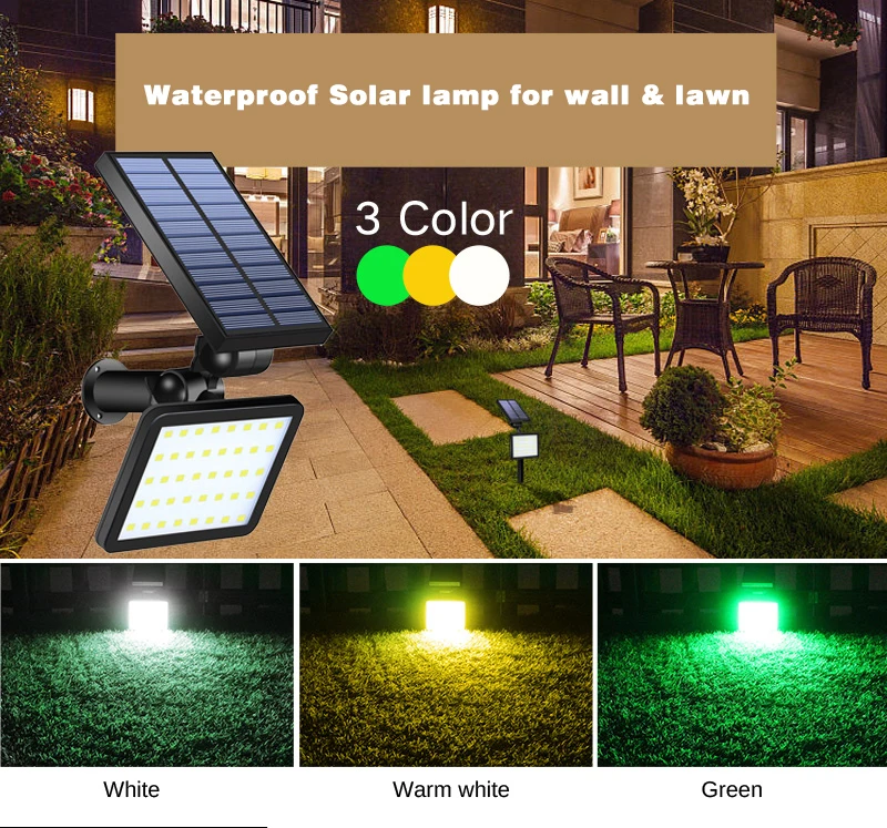 

48 LED Solar Lawn Lights Outdoor Landscape Spotlights IP65 Waterproof Solar Powered Wall Lamps For Villa Park Yard Garden Decor