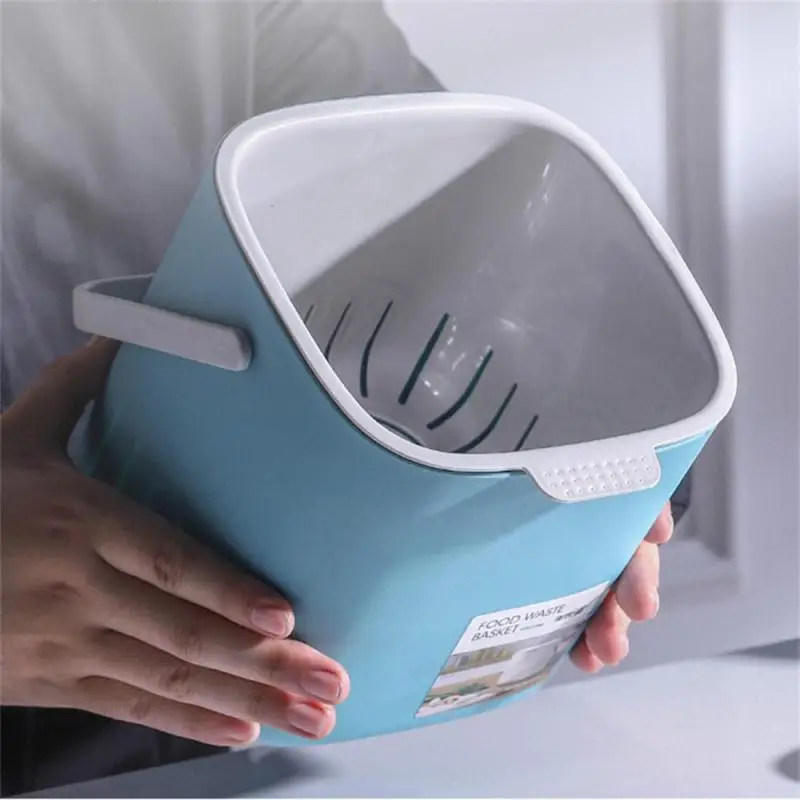 Double layer Kitchen Trash Can with Lid Wall-mounted Waste Baskets Push-top Garbage Bin Rubbish Container Storage Box