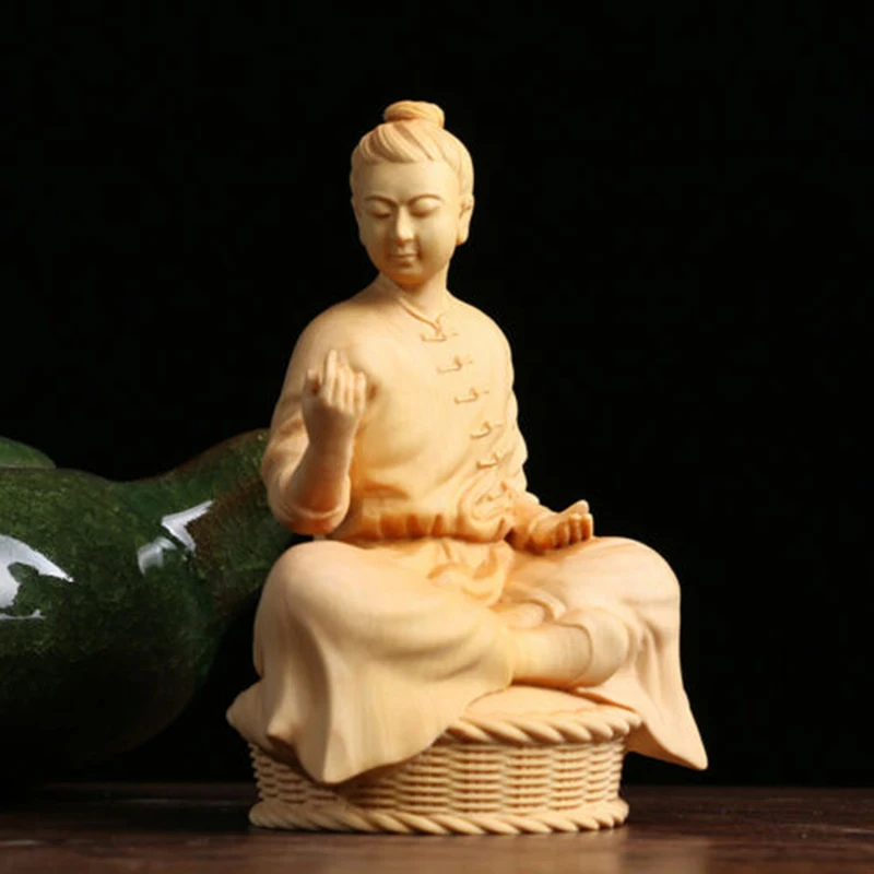 TJ159ca — Резная фигурка резьбы по самшиту: Монах заспокаивающего человека