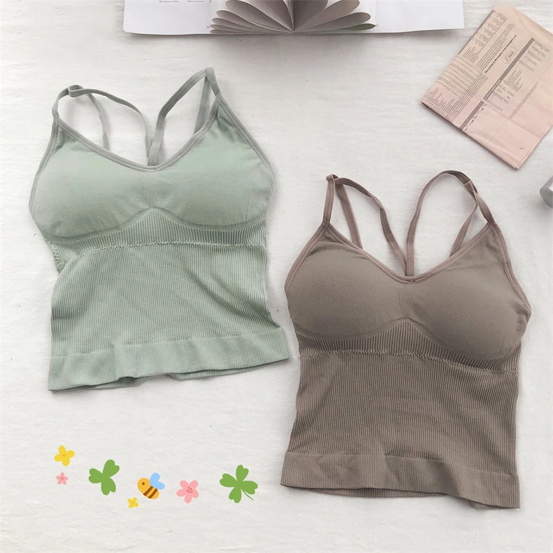 

Women Cotton Underwear Push Up Bra Sexy Top Women Suspender Tank Up Fashion Solid Color Lingerie Female Soft Top Brasserie