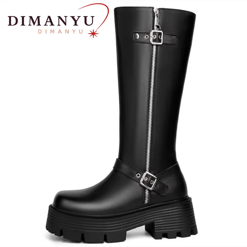 DIMANYU Зимние ботинки женские из натуральной кожи 2024 новые высокие сапоги шерсти на