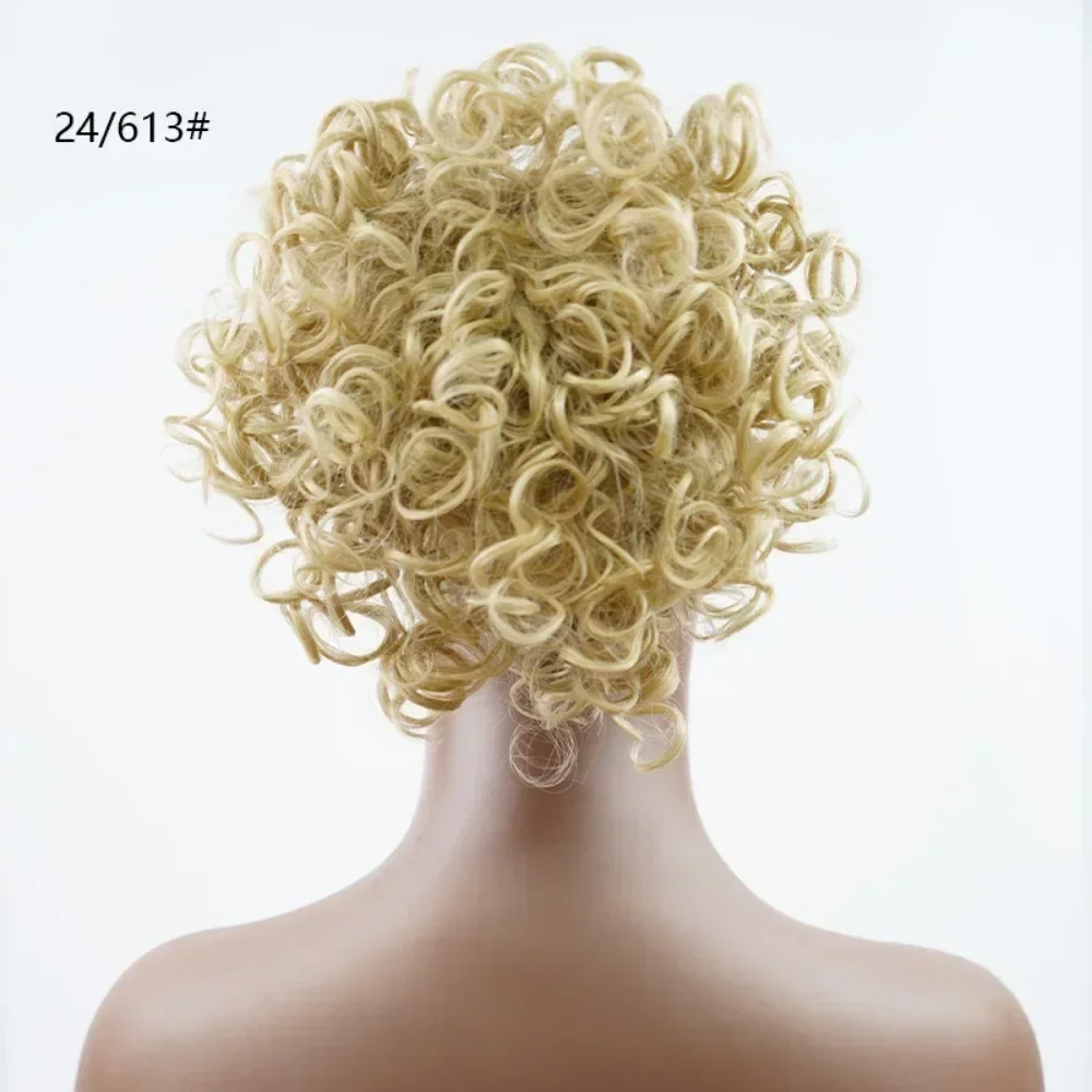 Шиньон Синтетические короткие вьющиеся волосы для женщин Шнурок с фрикадельками
