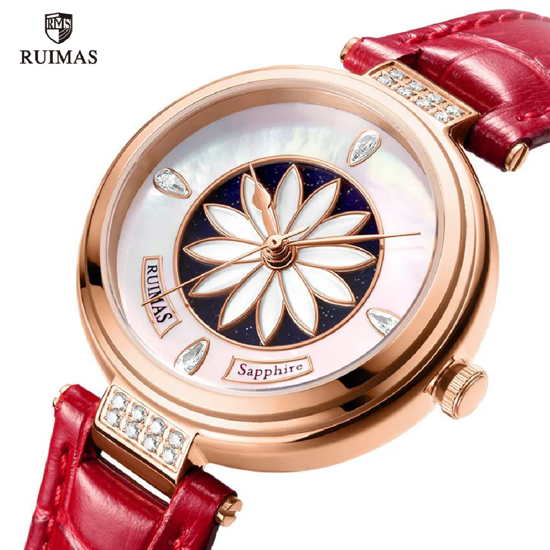 

RUIMAS Women Genuine Leather Automatic Watches Luxury Casual Mechanical Watch Ladies Waterproof Analog Wristwatch Relogios 6776