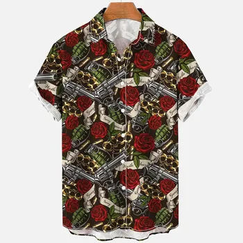 2022 Flower 3d Digital Men's Retro Shirts Fashion Loose Short Sleeves Summer Men's Hawaiian Shirts Male Clothing Casual Shirts 2