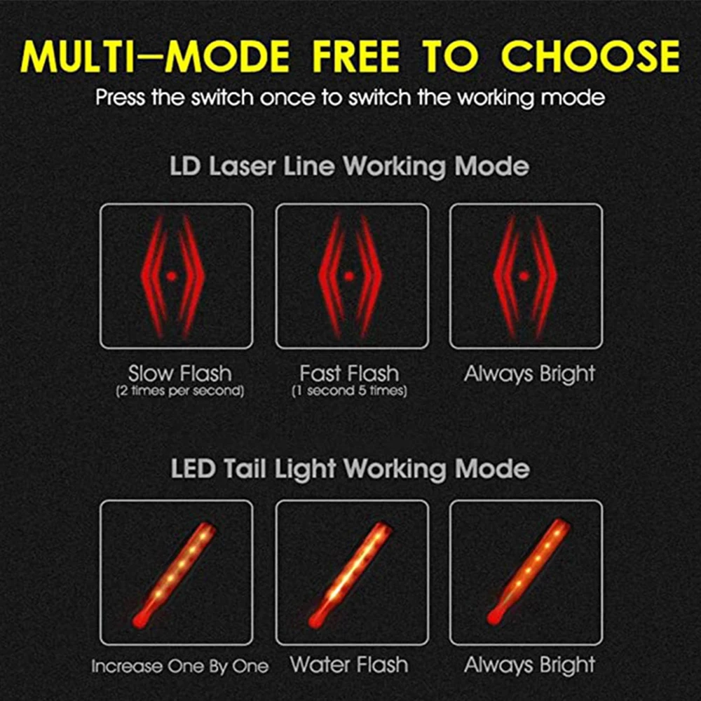 Задняя фонарь для велосипеда водонепроницаемая задняя USB-зарядка